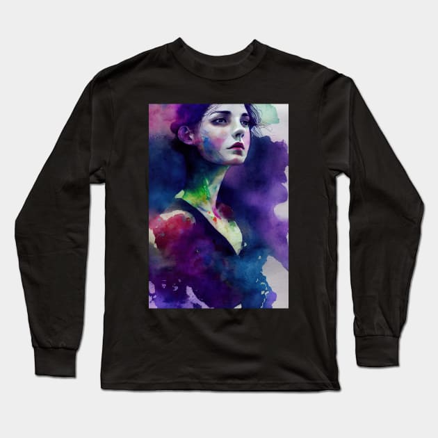 watercolor model V4 Long Sleeve T-Shirt by Pugosaurus